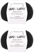 Silk Mohair Luxury Yarns, Premium and Soft Blend for Knitting, Made in Italy (Black - 6037, 2)