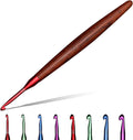Giwrmu Crochet Hooks, 3mm Ergonomic Crochet Hook, Available in 3mm-7mm, Colored Aluminum Crochet Hook with Wooden Handle Crochet Needle for Crocheting Yarn