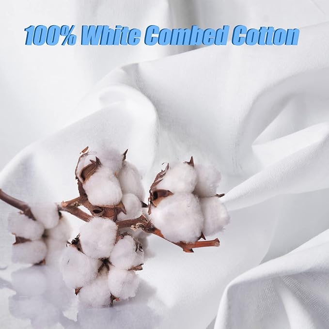 5 Yard White Cotton Fabric,Natural Cotton Poplin Fabric by The Yard, 59 Inches Wide 100% Cotton Fabric,Soft Embroidery Muslin Quilting Material for Sewing Material Apparel Cloth