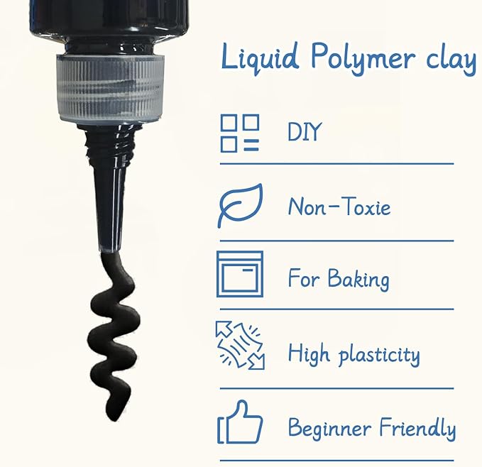 Liquid Polymer Clay Black 4.2oz, Liquid Clay for Polymer Clay Oven-Bake, for DIY Enthusiasts, Easy to Shape & Multi-Mold Compatible