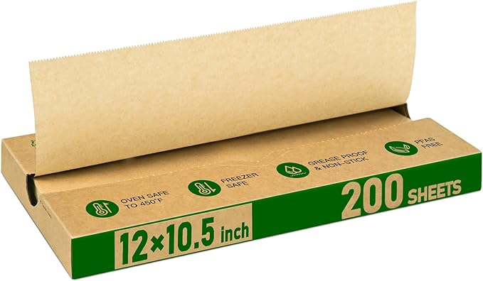 EcoDispose Precut POP UP Deli Paper Sheet Pack of 200, Interfolded Heavy Paper for Food Wrap and Serving (12" x 10-1/2", Kraft）