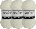 Soft Velvet Yarn Chenille Yarn for Crocheting Super Bulky 3X100g (3X74.3 yds) Baby Blanket Yarn for Knitting Amigurumi Yarn for Crochet Weaving Craft (Cream, 3 Skeins)