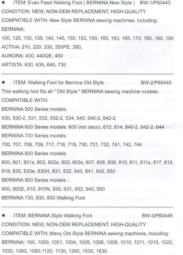 YEQIN Walking Foot for Bernina Old Style Sewing Machine 830 930,730, 900,910, 930,931,932, 940, 950 (Part Number: P60445)