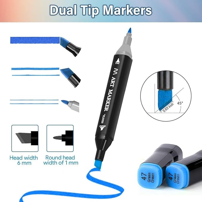 Tommax 120 Colors Dual Tip Alcohol Markers, Sketch Markers Set for Kids Adults Artists Painting, Coloring, Sketching, Multicolor
