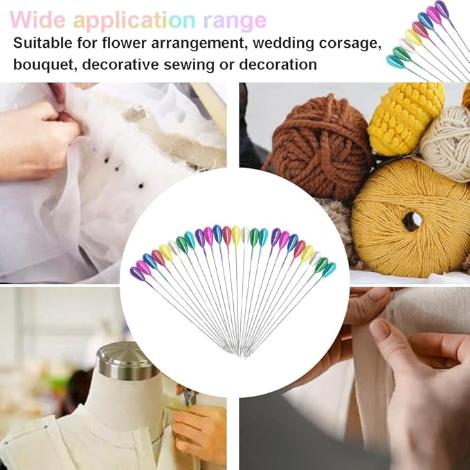 150 Pieces Colorful Pearl Head Pins Corsage Pins 55mm/2.17in Sewing Pins Straight Pin Wedding Bouquet Pin for DIY Decoration Craft and Sewing Project (55mm/SDC)