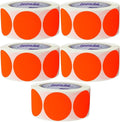 ChromaLabel 2 Inch Round Colored Stickers, High Visibility Sticky Dots Color Coding Labels, Easy to Write On Dot Stickers - 500 Sticker Dots per Roll, Fluorescent Red-Orange - Case of 5