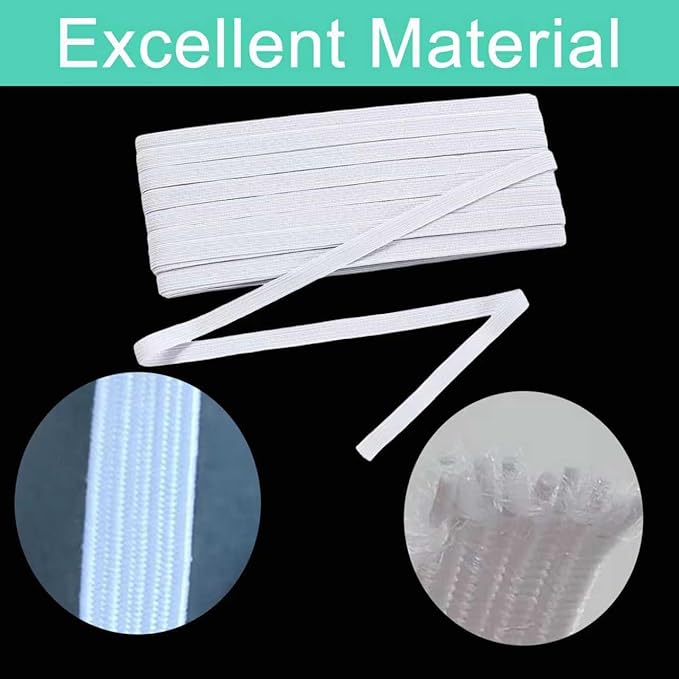 1/2 Inch White Elastic Band 30 Yards High Stretchy Flat Elastic Cord for Sewing & Crafts | Includes Sewing Scissors & Elastic Threader Tool