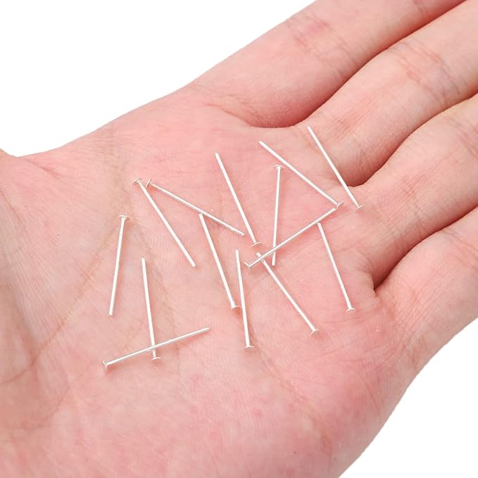 Silver Plated Flat Head Pins Non Tarnish 20mm 300pcs for Jewelry Making Findings