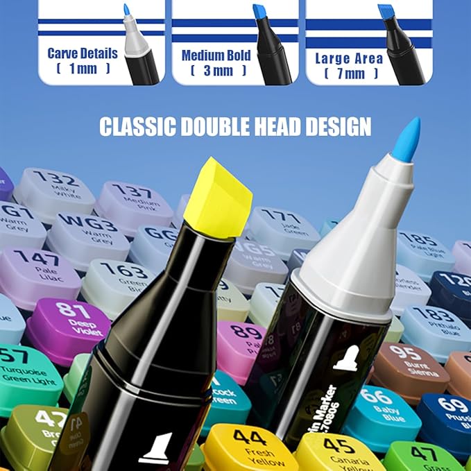 Alcohol Markers, 168 Colors Art Drawing Set for Kids Adults, Dual Tip Permanent Sketch Markers with Organizing Case