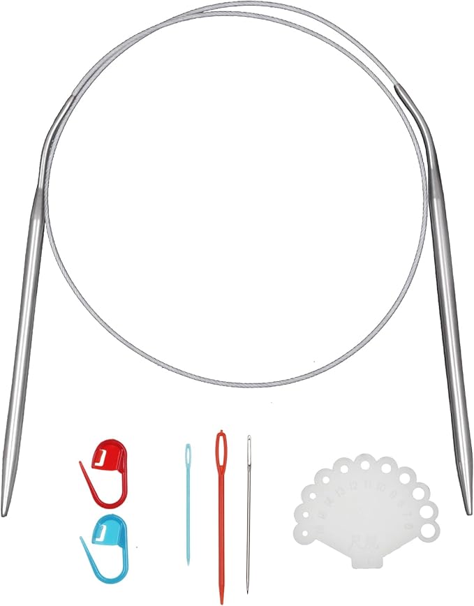 24inch (60cm) Stainless Steel Circular Knitting Needle Size US 8 (5.0mm) Metal Knitting Needles Set for Making Sweater Shawl Scarf