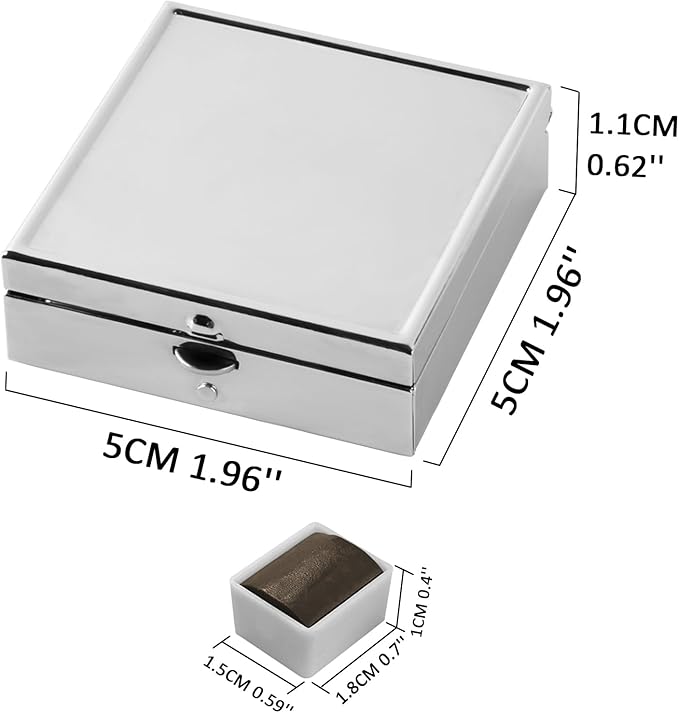 Mini Portable Handmade Artist Watercolor Paint Travel Metallic Box Set with 6 Earth Tone Solid Watercolor Half Pans (Each Capacity Approx 1.5ml) Pearlescent.Earth Tone