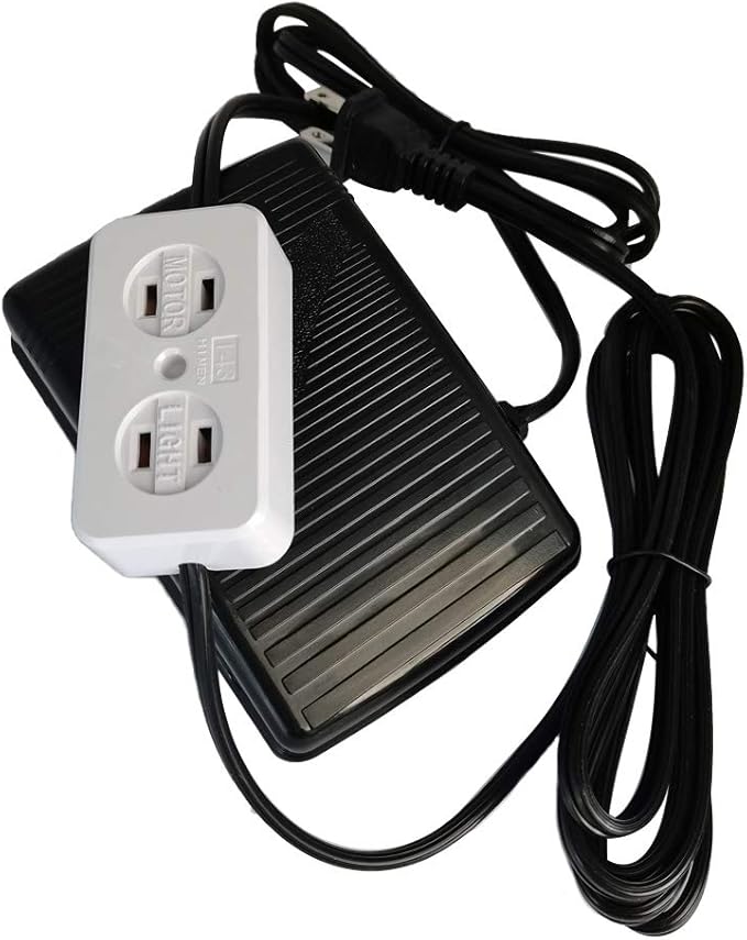 YICBOR Sewing Machine Foot Control Pedal with Cord (110/120V), Light + Motor Block #FC-143