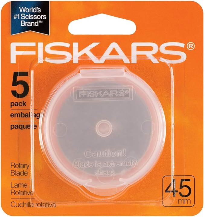 Fiskars Rotary Cutter 45mm Replacement Blades - 5-Pack - 45mm Stainless Steel Rotary Cutter Blade - Craft Supplies