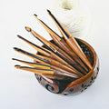 DnU Avenue Multicolor Wooden Crochet Hooks Set of 7 (4MM–10MM) with Yarn Bowl | Ergonomic Crochet Hooks for Arthritic Hands | Comfortable Wooden Crochet Needles | Perfect Gift for Crochet Lovers