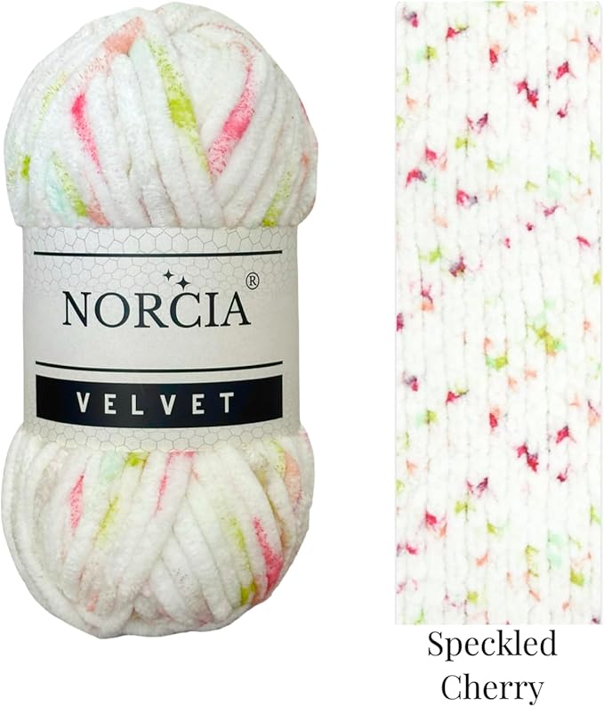 Soft Velvet Yarn Chenille Yarn for Crocheting Super Bulky (100g-3.50oz) (68m-74.3 yds) Baby Blanket Yarn for Knitting Amigurumi Yarn for Crochet Weaving Craft (Speckled Cherry, 1 Skein)