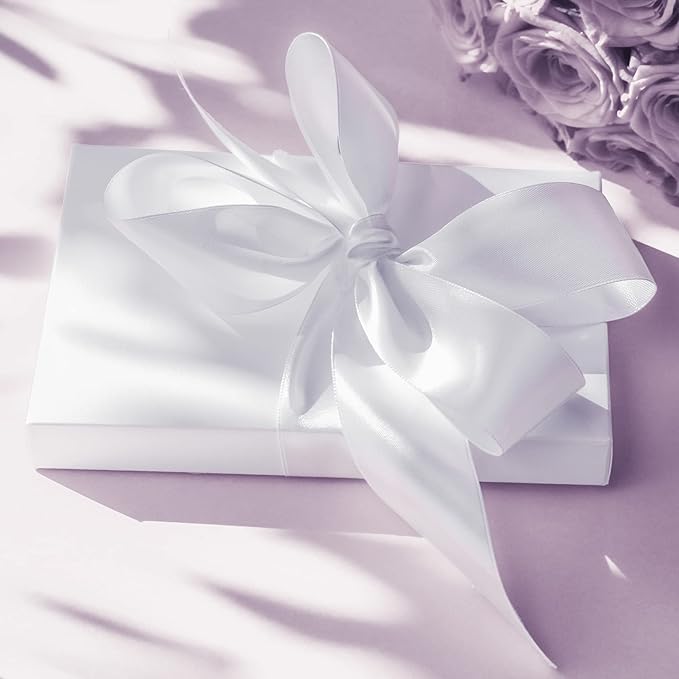 LIUYAXI White Satin Ribbon, Double Faced 5/8" X Continuous 25 Yards Ribbons Perfect for Gift Wrapping Bows Bouquet Wedding Craft and More