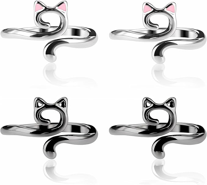 YUXIANLB 4pcs Knitting Crochet Loop Ring for Fingers Metal Open Yarn Guide Crochet Rings Adjustable Braided Faster Knitting Thimbles Holders Accessories for Crochet Mother Grandma Gifts (Multicolor B)