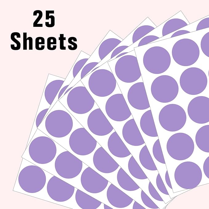 1.5" Round Colored Removable Stickers Labels - Purple,Pack of 500