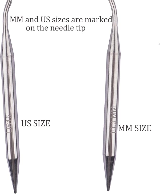 Circular Knitting Needles 32inches/80cm,Size US 15(10mm) Stainless Steel Round Knitting Needles for Handmade Knitting DIY