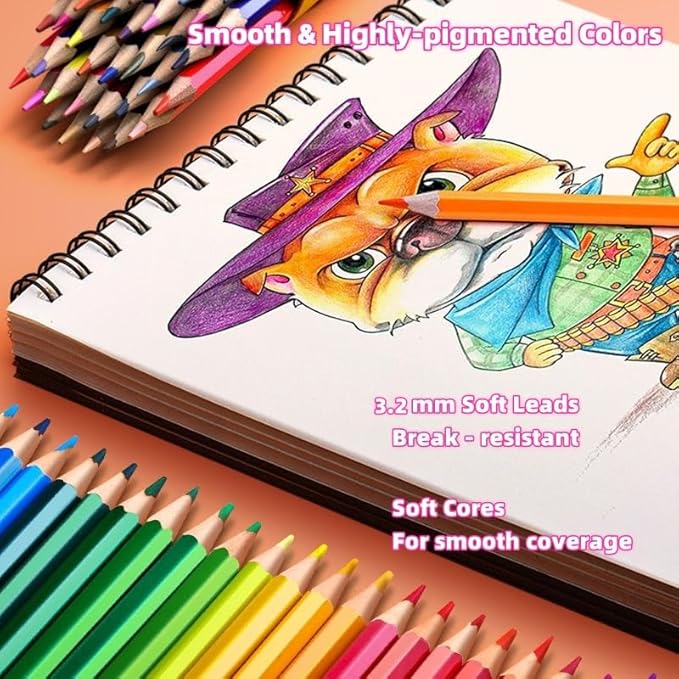 Premium Watercolor Pencils Set - Vibrant, Water-Soluble Colored Pencils for Adults & Professionals Drawing Coloring Sketching, Blendable Wet or Dry (24 pcs)