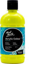 Mont Marte Signature Lemon Yellow Acrylic Paint, 16.9oz (500ml), Semi-Matte Finish, Suitable for Canvas, Wood, Fabric, Leather, Cardboard, Paper, MDF and Crafts