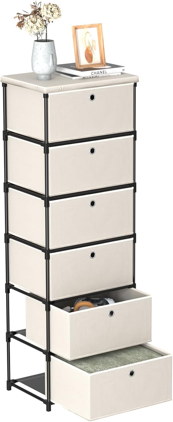Fabric Storage Drawers Dresser and Chest of Drawers, Small Dresser with Drawers Unit, Sturdy Fabric Storage Bin Organizer for Closet
