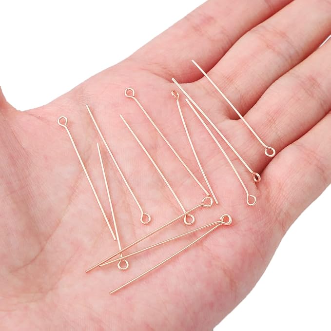 Rose Gold Plated Open Eye Pins Non Tarnish 40mm 150pcs for Jewelry Making Findings