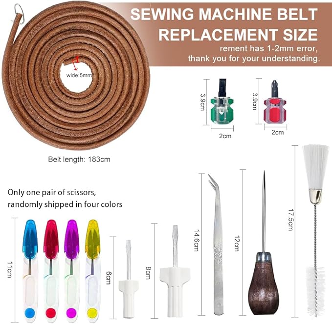 2pcs Sewing Machine Belts,Sewing-Machine Belts Replacement with Old Sewing Machine Parts Accessories Clean Set,Treadle-Sewing Machines Belt with Hook