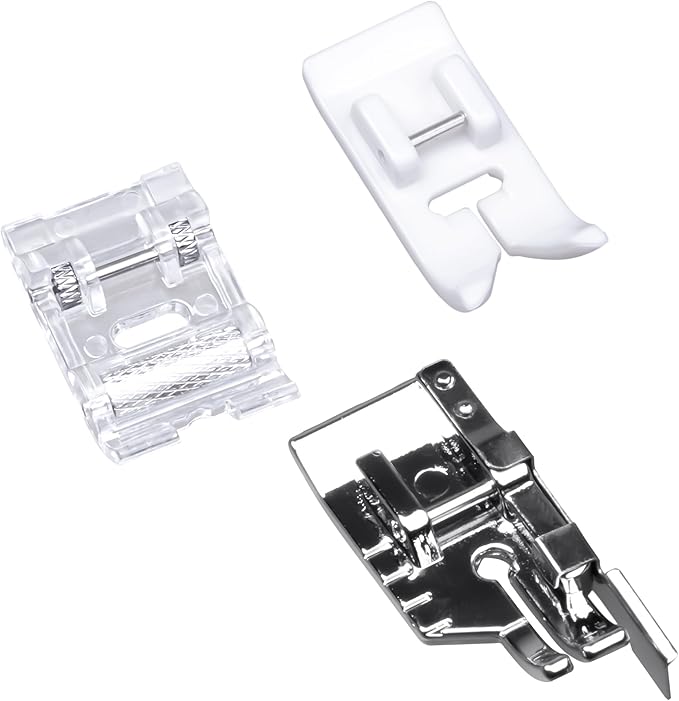 Roller Non-Stick Zigzag Teflon Sewing Machine Presser Foot 1/4''Quilting Patchwork Presser Foot for Low Shank Snap-On Singer, Brother, Babylock, Janome, Etc(Set8-Roller&Non-Stick Foot)