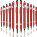 Ballpoint Pen with Stylus Tip, Soft Touch Click Metal Pen, 1.0mm Medium Point, Black Ink, 12 Count(Red)