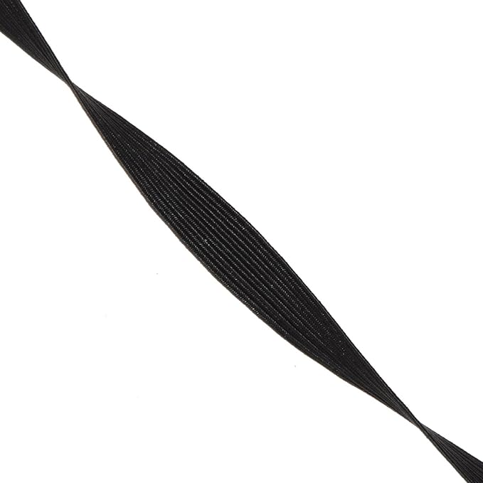 Mandala Crafts 12mm 20 Yds Roll of Black Elastic Bands for Sewing - 1/2 Flat Elastics Cord - 1 2 Inch Braided Stretch Straps for Crafting