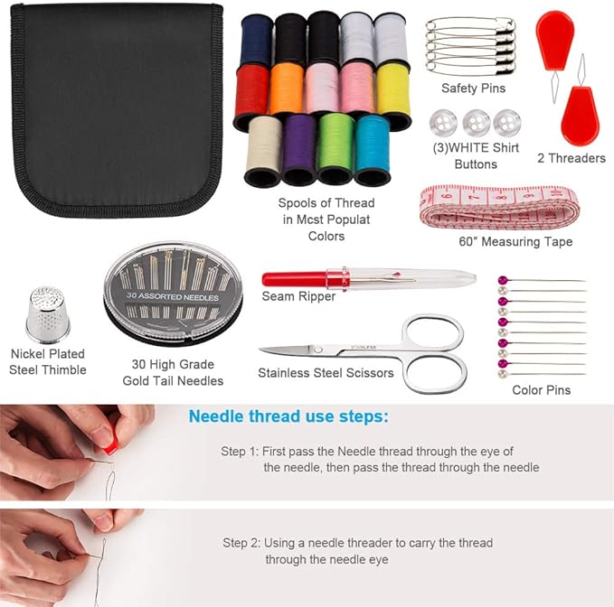 Sewing Kit, Sewing Kits for Adults, Okom 68Pcs Thread for Sewing, Sewing Supplies, Sew Kit for Home,Traveler, DIY, Gifts for Women, Stocking Stuffers for Teen Girls, Christmas Gifts for Grandkids(S)