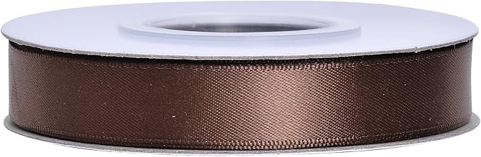 YAMA Brown Double Faced Satin Ribbon 5/8 Inch 25 Yards Brown Ribbon for Gift Wrapping Crafts Hair Bows Wedding Party Decoration