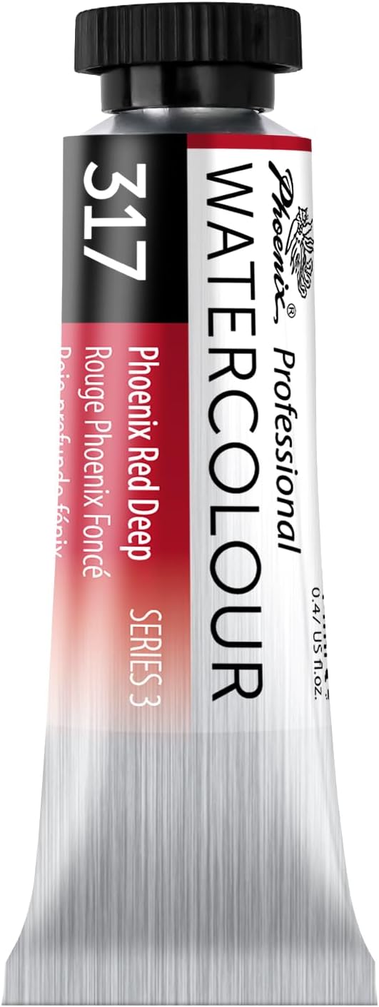 PHOENIX Professional Watercolor Paint Single Tube - 0.47 Fl Oz / 14ml - Phoenix Red Deep