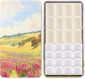 Portable Watercolor Paint Palette with Tins, Lightweight 28Empty Pans with Magnetic Squares, Metal Watercolor Palette for Travel, Acrylics Painting and Art, Paint Tray Palettes 12Full+16Half Pans
