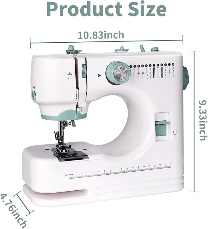 Mini Sewing Machine for Beginners, 12 Built-In Stitches, 2 Speed, Basic Sewing Kit Included，Multifunctional Portable Sewing with Foot Pedal, Light, Perfect for Home Use