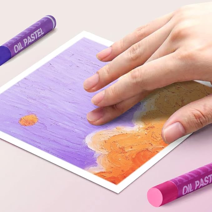 Mifuner Soft Oil Pastels Set (6 Sticks,6 Colors),Colors Heavy Oil Pastels Vibrant and Creamy,Pastel Art Supplies for Artists,Gallery Oil Painting Stick for Adult Art Drawing. Purple