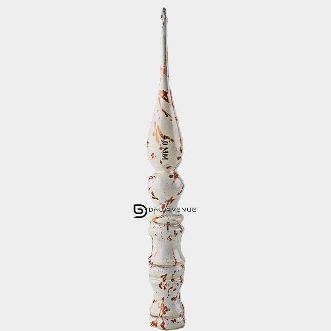DnU Avenue Wooden Ergonomic Crochet Hook Set of 1 – Handmade Sheesham Wood Crochet Hook for Arthritic Hands, Sustainable & Lightweight Crochet Tool with Smooth Finish (4.0 mm, White & Brown)