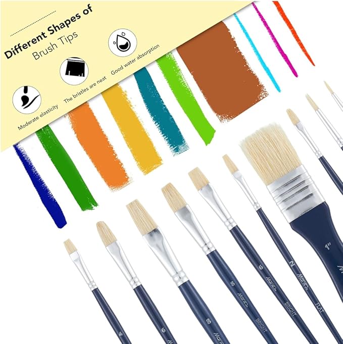 Marie's Paint Brushes Set of 10pcs, Premium Paint Brushes for Acrylic Oil Painting Craft Paintbrushes Art Supplies for Artists and Beginners