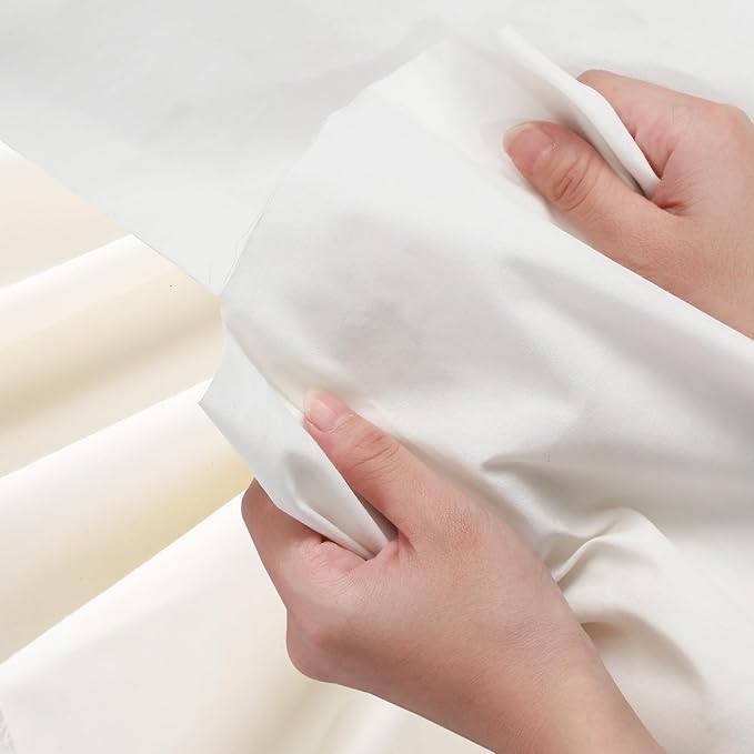 VitalCozy 63'' x 5 yd Unbleached Cotton Muslin Fabric Textile Wide Polyester Cotton Linen Material Embroidery Muslin Quilting Fabric by Yard for Sewing Apparel Painting(Beige)