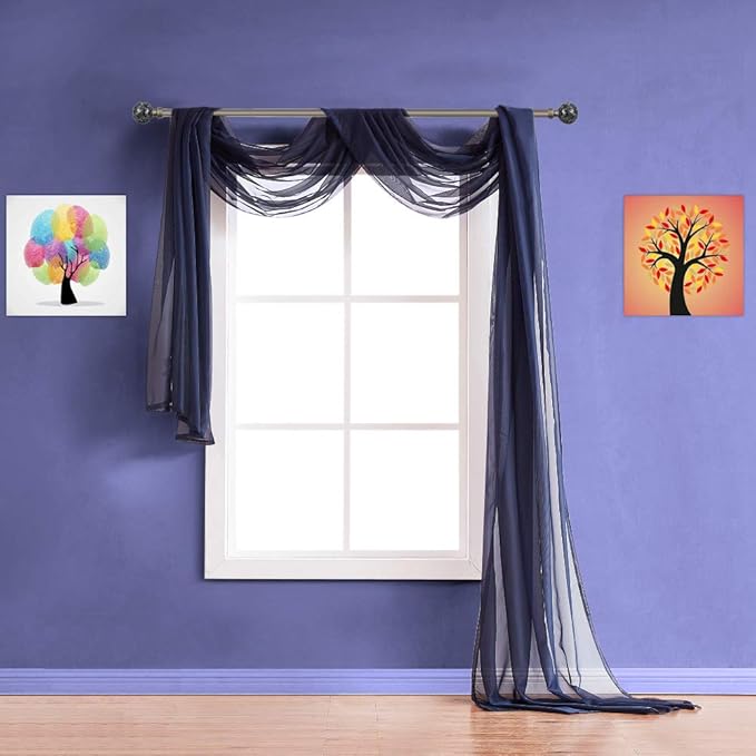 Warm Home Designs Wedding Arch Draping Fabric Bundle Has 2 216 Inch (18 Feet) Scarves in Navy Blue Fabric for Ceremony or Wedding Decoration. AD Navy & Navy 216”