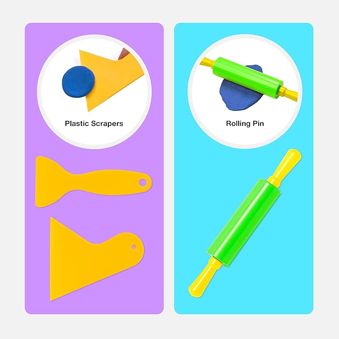 FlyFlag Air Dry Clay Tools Kit, 20 Pcs – Includes Ball Stylus, Rubber Pens, Rolling Pin, Plastic Scrapers, and Modeling Tools – Ideal for Pottery, Craft, Molding, and Shaping