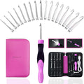 Yarniss 17 Size Lighted Crochet Hooks Set 2.5 mm to 14.0 mm, Metal Rechargeable Light Up Crochet Hooks with Case