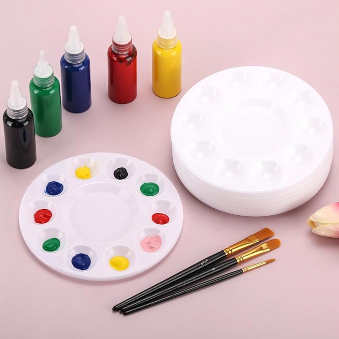 20 Pcs Paint Tray Palettes, 10 Wells Plastic Paint Pallets for Kids or Students to Paints on School Project or Art Class