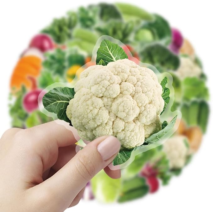 Fruit & Vegetables Stickers for Boy Girls Kids|50 Pcs|Clear PET Waterproof Stickers for Laptop Computer Phone Tablet Flasks Water Bottle Notebook Scrapbook,Trendy Decals Pack(Fruit & Vegetables)