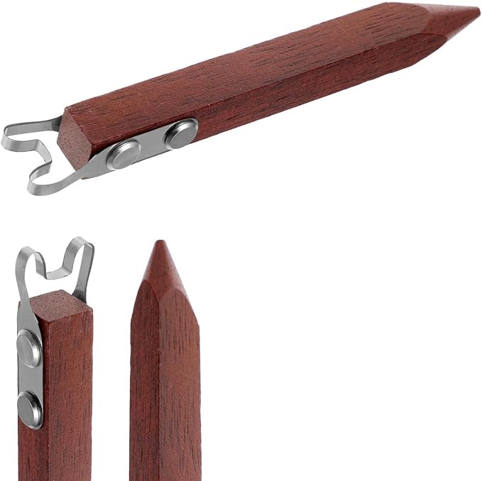 Polymer Clay Tools, Pottery Trimming Tool for Clay Ceramics Bottom Foot, Stainless Steel Pottery Trimming Tools for Potter with Red Sandalwood Handle, for Bowl, Cup & Vase Base Trimmings (S)