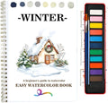 Watercolor Workbooks Coloring Book Beginner Friendly Painting Kit Easy Nature Scenes Paint Set Art Crafts for Creative Exploration Gift for Adults (Winter, with Palette)