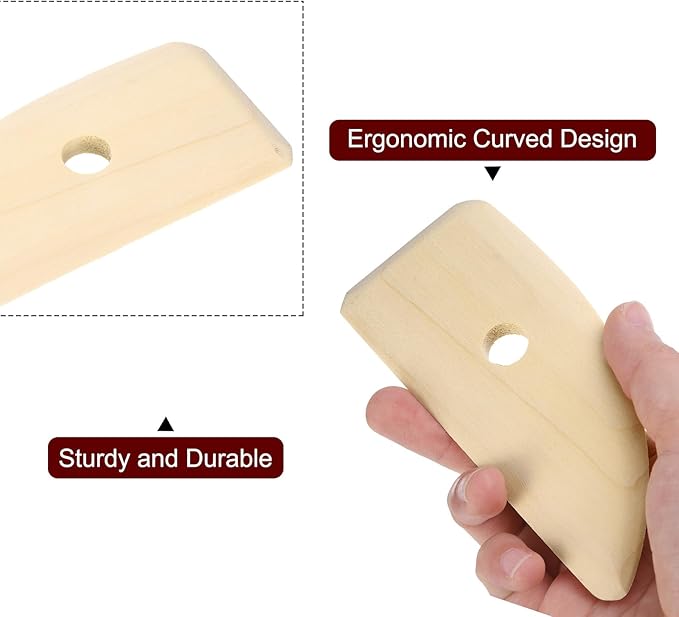 HARFINGTON 3pcs Pottery Ribs 12cm x 5.3cm Wooden Clay Ceramic Sculpting Tools for Finishing Shaping and Smoothing Removing Finger Marks