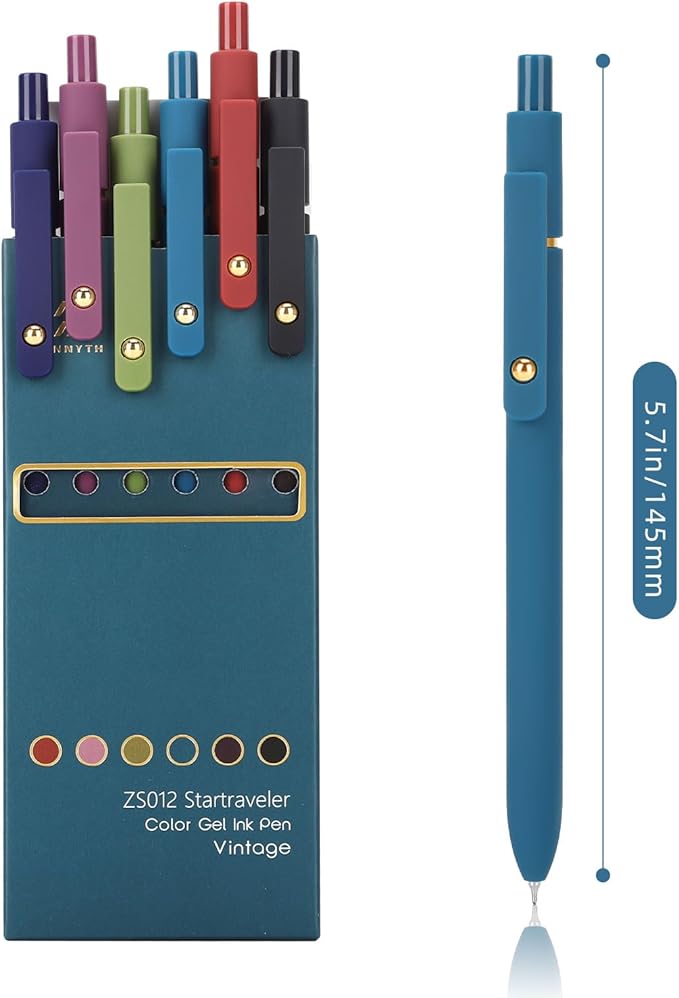 Ddaowanx Colorful Gel Pens, 0.5mm Fine Point Retractable, Cute Pens with Colored Writing and Sketching,Gifts for Nurse (24Pcs-Vintage Colors)