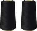 Sewing Thread Cone Set, 2 Pack Serger Thread, 3000 Yards Each, All Purpose Thread for Sewing, Quilting, Machines, Overlock, Merrow & Hand Embroidery (Black*2)